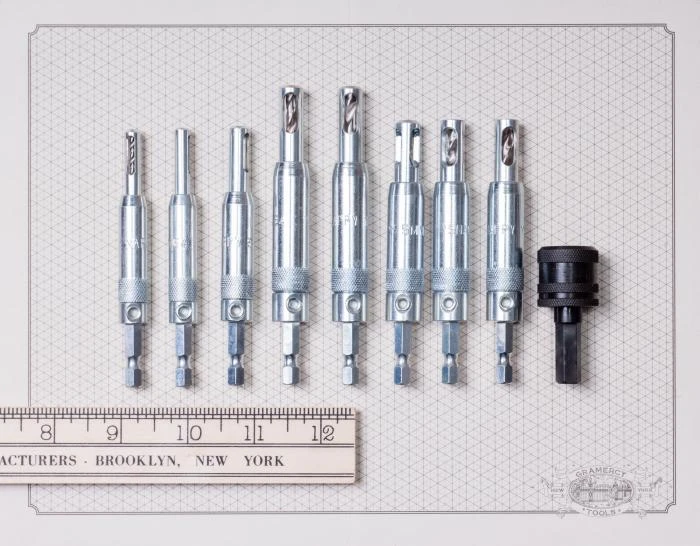 Self-Centering Hinge Bits & Shelf Pin Drill Guides By Make It Snappy - Made In USA