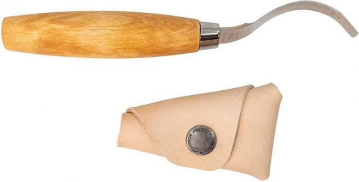 Morakniv Wood Carving Hook Knife 163 - Double Edge Open Curve With Leather Sheath - Image 2
